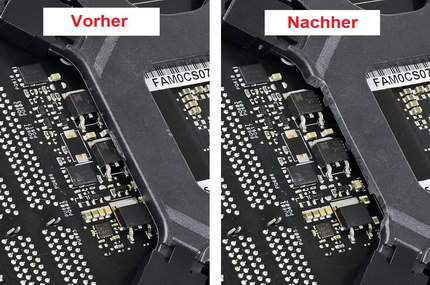 Die Backplate vor und nach der Bearbeitung