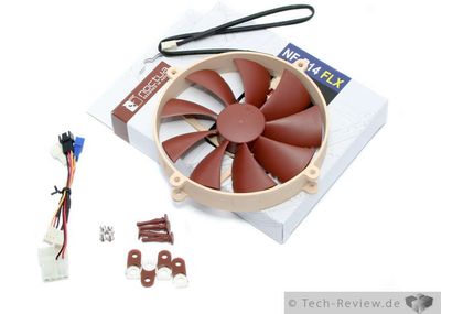 Der Noctua NF-P14 FLX mit seinem Zubehör