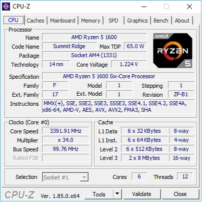 AMD Ryzen 5 1600