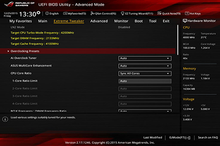 ASUS ROG Maximus VIII Gene UEFI Extreme Tweaker