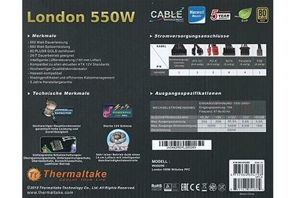 Thermaltake London 550W Verpackung Hinten