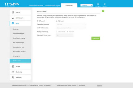 Basis-Menüs: IPv6-Tunnel