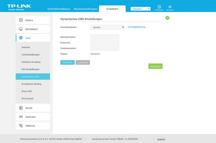 Basis-Menüs: Dynamisches DNS Einstellungen