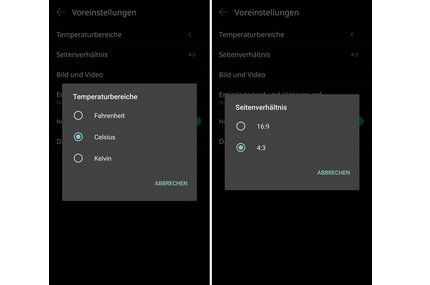 Einstellungen in der App