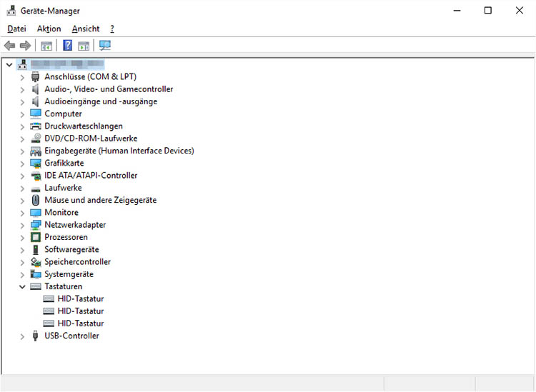 Die Tastatur im Geräte-Manager